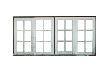 Isolated old wooden white window,Clipping path