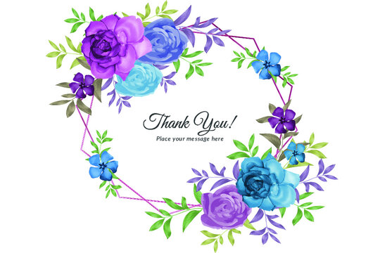 Thank you card with soft peony flower watercolor Free Vector
