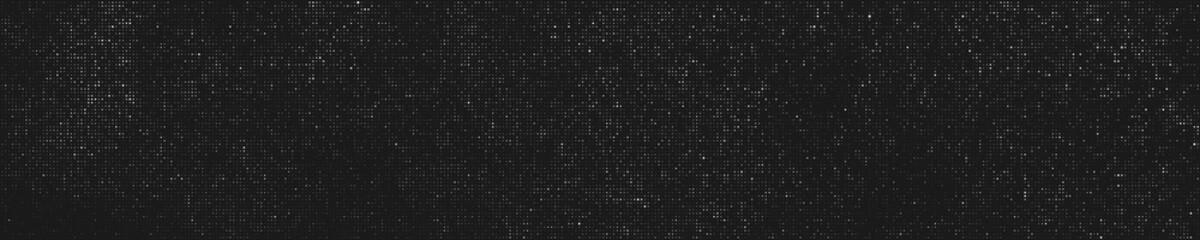 Obraz premium Black And White Halftone Dotted Backdrop. Monochrome Pop Art Style Background. Silver Explosion Of Confetti. Wide Horizontal Long Banner. Vector Illustration, Eps 10. 