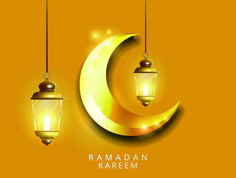 Ramadan Kareem Poster with Ornate Crescent Moon