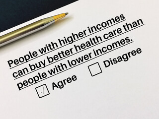 Obraz premium Questionnaire about social inequality