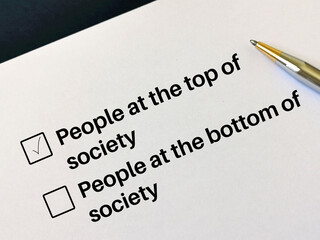 Questionnaire about social inequality