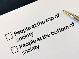 Obraz premium Questionnaire about social inequality