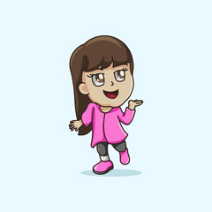 Fototapeta premium Cartoon sweet girl illustration