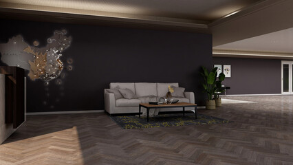 modern office lobby waiting room for company logo mockup