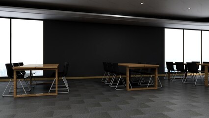 3d office minimalist room with wooden design interior