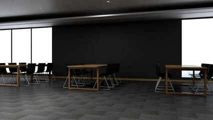 3d office minimalist room with wooden design interior