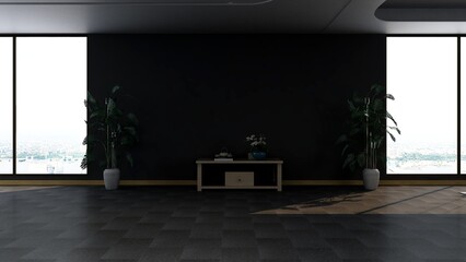 wall company logo mockup on the black wall for a branding logo