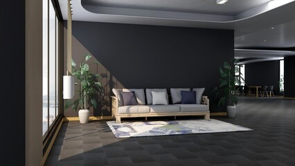 modern office lobby waiting room for company logo mockup