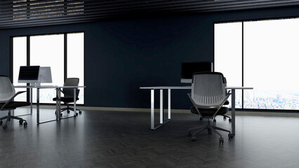 3d office minimalist room with wooden design interior