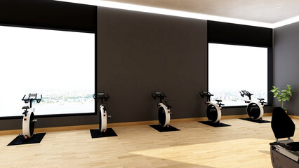 gym wall logo mockup in the athlete fitness or gym room with black wall