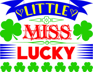 little miss lucky hand drawn green lettering of Happy St. Patrick's Day on light clovers background. card vector typography card patrick day st saint vector logo happy irish celebration vintage.
