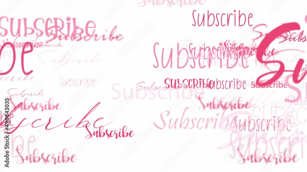 Poster loop of pink word of subscribe flowing. element for intro, title banner on white background animatio