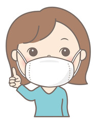 マスク着用の女性（若い女性）
