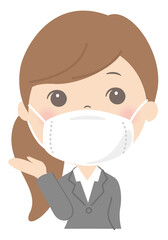 マスク着用の女性（OL・ビジネス・就活）