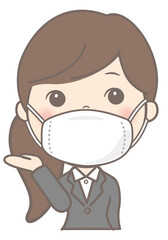 マスク着用の女性（OL・ビジネス・就活）