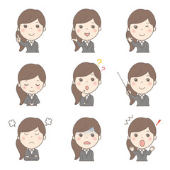 女性の上半身イラストセット（ビジネス）