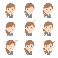 女性の上半身イラストセット（ビジネス）