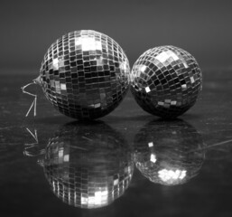 Mirror ball on a black background.