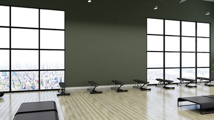 A black blank wall in modern gym interior design