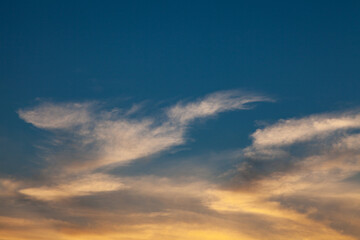 Naklejka na ściany i meble Warm Sunset Sky Clouds Dusk Background Texture