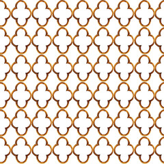 Gold Moroccan seamless pattern. watercolor texture lattice in Arabic, oriental style