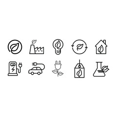 Ecology icon set. Conservation saving support and solution. Energy sign and symbol. Isolated on white background. vector illustration flat design. Environment and sustainable concept.