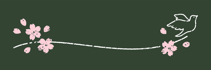 シンプルで可愛い小鳥のフレーム素材（チョーク風）