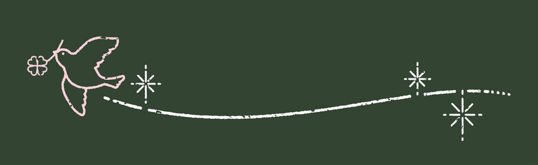 シンプルで可愛い小鳥のフレーム素材（チョーク風）