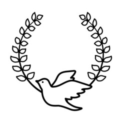 シンプルで可愛い小鳥のフレーム素材（モノクロ線画）