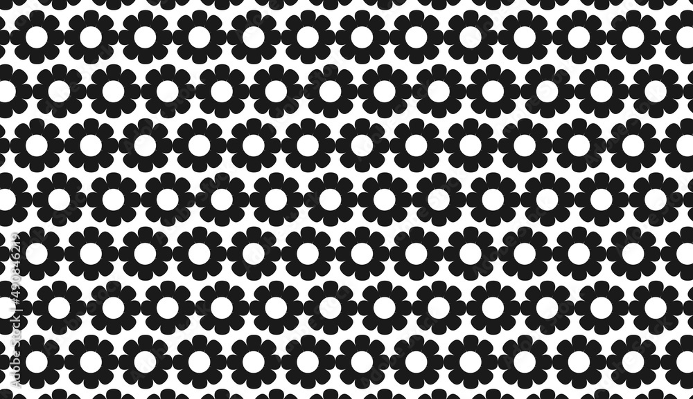 Poster seamless pattern. sunflower motif in black and white. simple pattern design