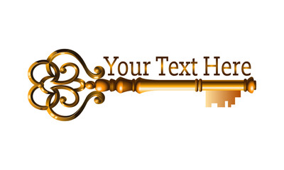 golden coloured Old door key vector icon illustration isolated on white background