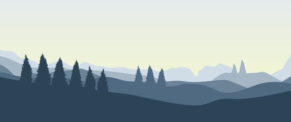 Blue mountain layers landscape vector design concept can be used for background, backdrop, banner, nature ads banner, adventure theme banner, website background, desktop background or wallpaper.