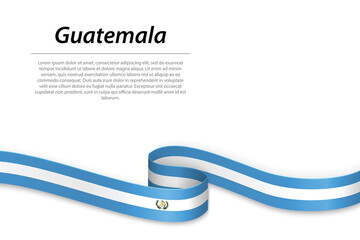 Waving ribbon or banner with flag of Guatemala