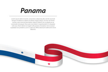 Waving ribbon or banner with flag of Panama