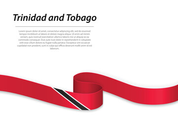 Waving ribbon or banner with flag of Trinidad and Tobago