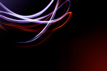 abstract background. Blue and orange light stripes on a black background