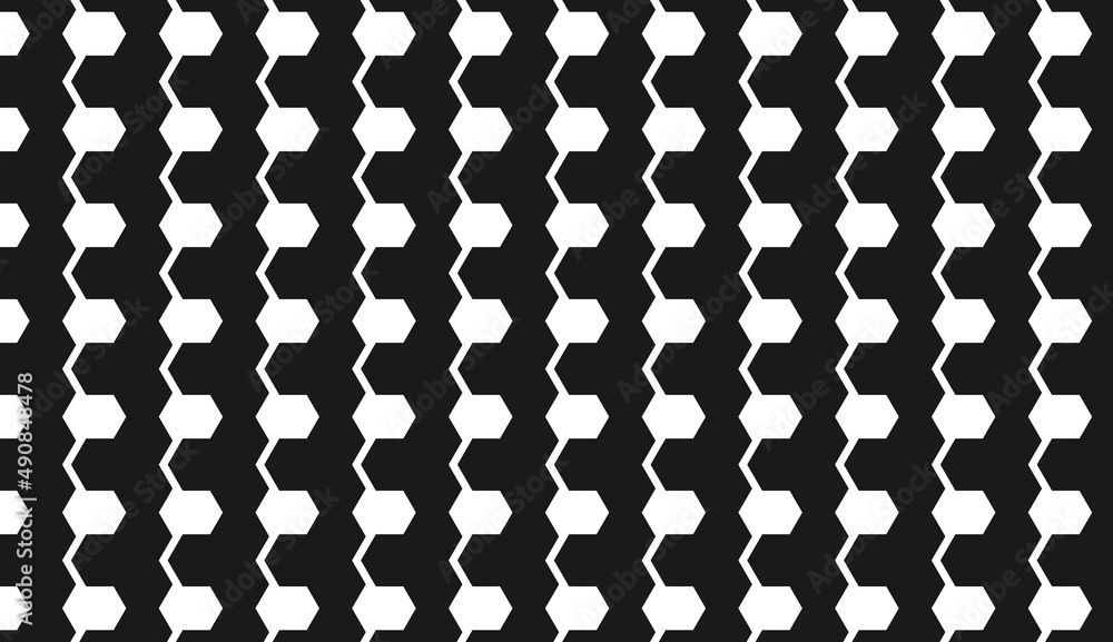 Poster seamless pattern. repeating black and white polygon motif. simple pattern design