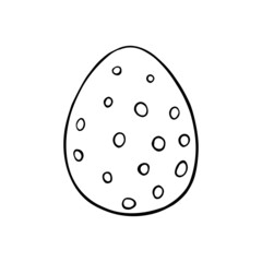 Vector black outline easter egg. Holiday illustration in hand drawn doodle style for gift card certificate banner sticker, stamp, logo, icon label, coloring book page