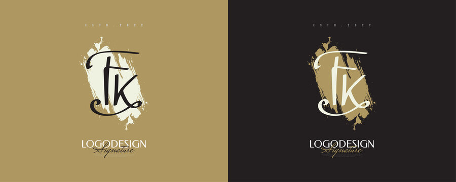 Initial F and K Logo Design with Elegant and Minimalist Handwriting Style. FK Signature Logo or Symbol for Wedding, Fashion, Jewelry, Boutique, and Business Identity