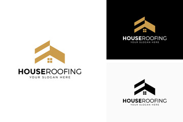 roofing house logo design vector illustration