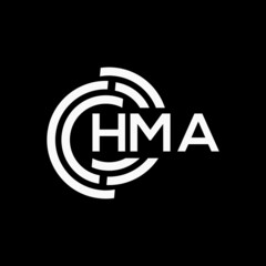 HMA letter logo design on black background. HMA creative initials letter logo concept. HMA letter design.