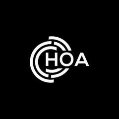 HOA letter logo design on black background. HOA creative initials letter logo concept. HOA letter design.