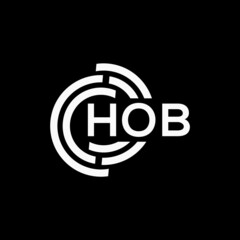 HOB letter logo design on black background. HOB creative initials letter logo concept. HOB letter design.