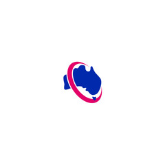 australia maps blue red icon logo vector