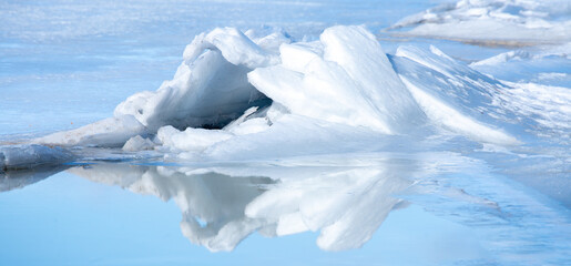 Abstract background of ice structure in a frozen lake landscape. Farnebofjarden national park in...