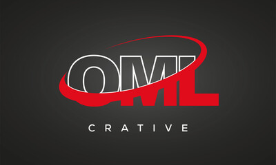 OML creative letters logo with 360 symbol vector art template design