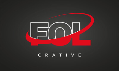 FOL creative letters logo with 360 symbol vector art template design