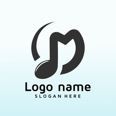 High school music program letter M music logo design