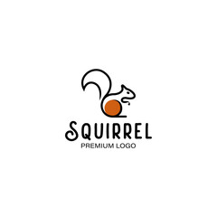 Obraz premium Squirrel line art logo retro vintage vector illustration